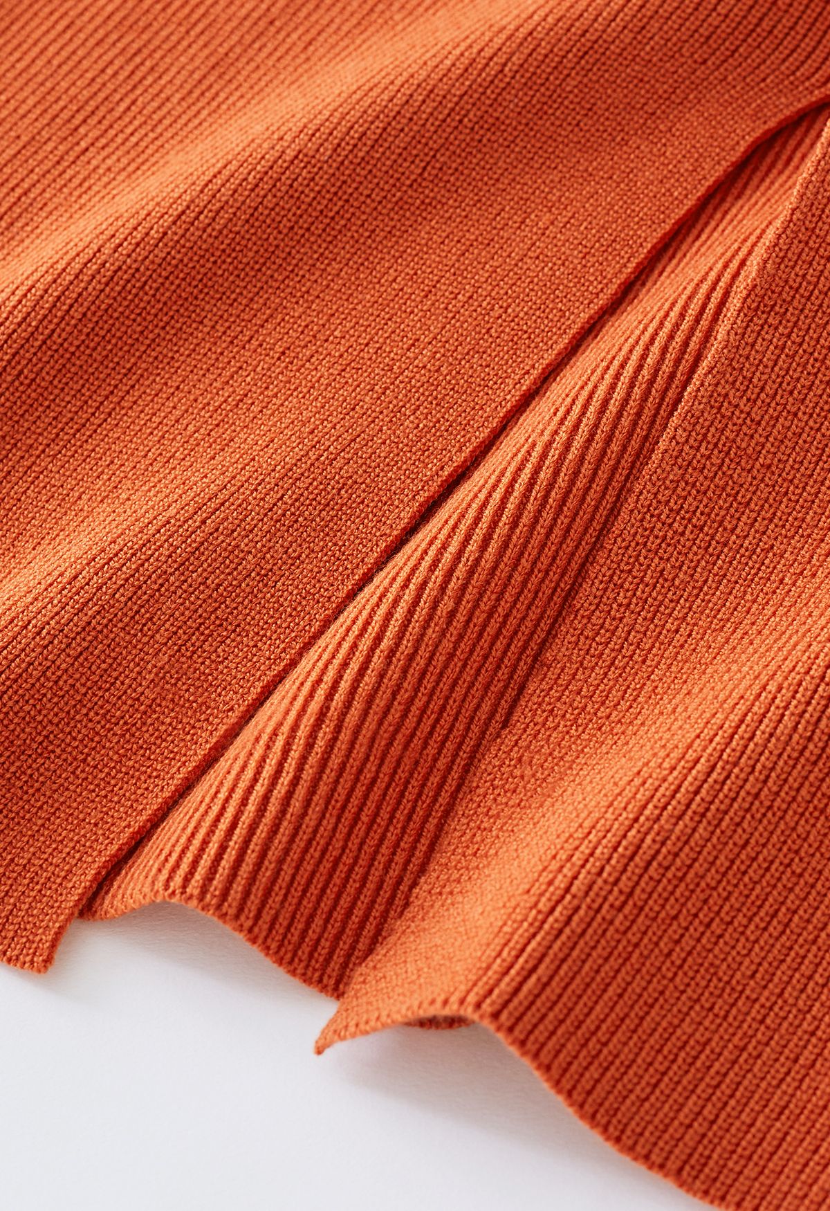 Comfy Ribbed Knit Top and Midi Skirt Set in Orange