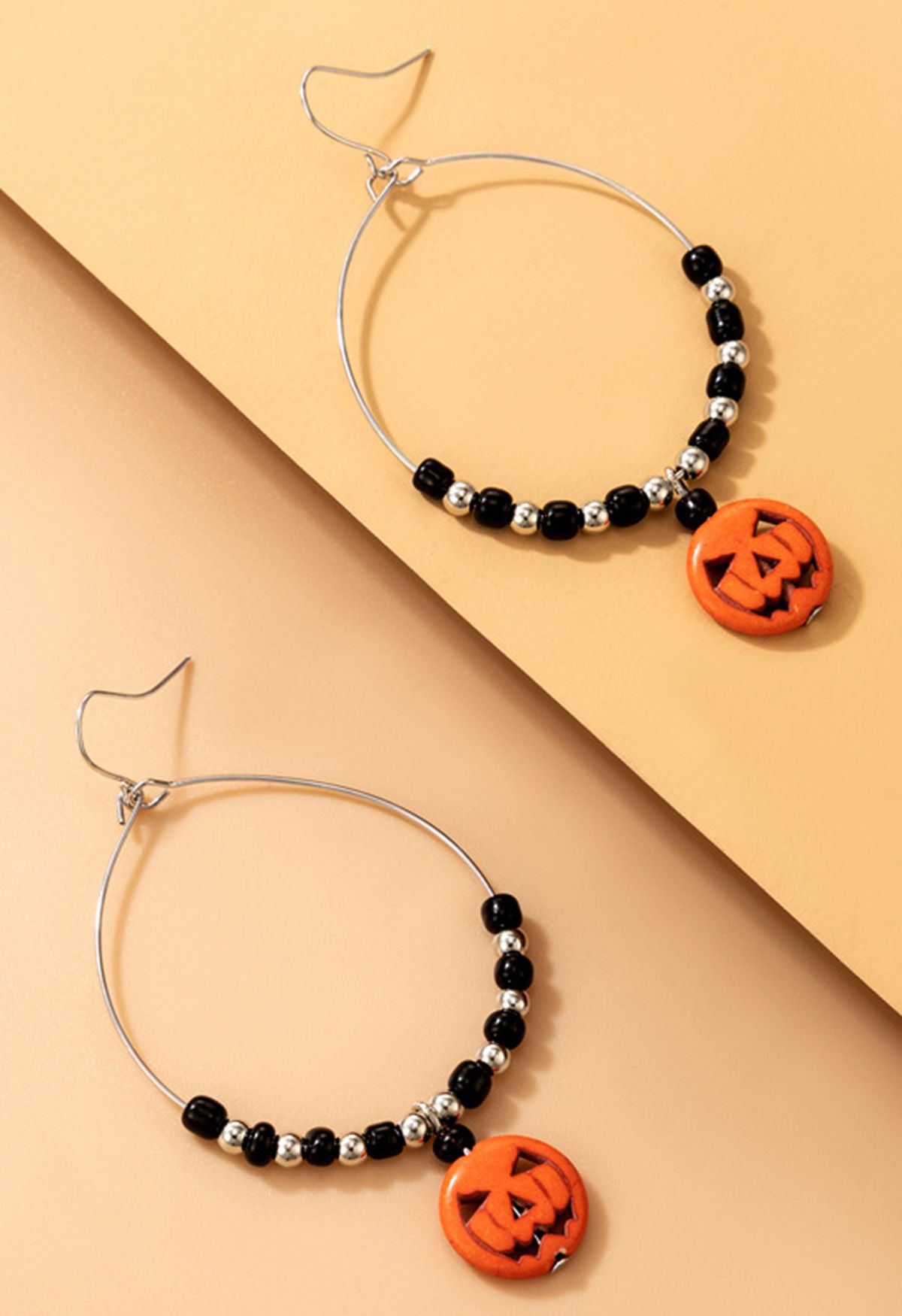 Pumpkin Pendant Beaded Hook Earrings