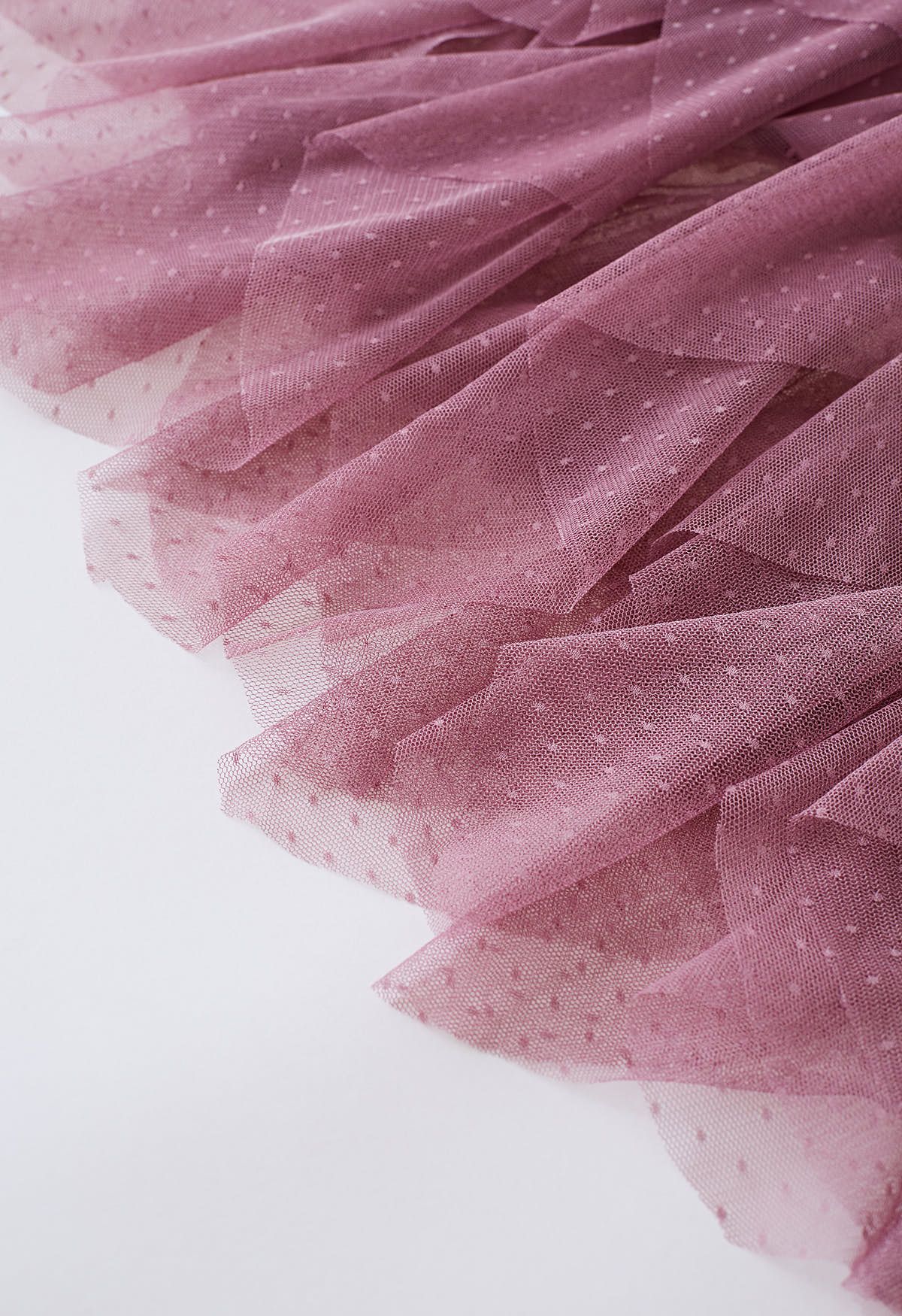 Dots Full Ruffled Tulle Skirt in Mauve