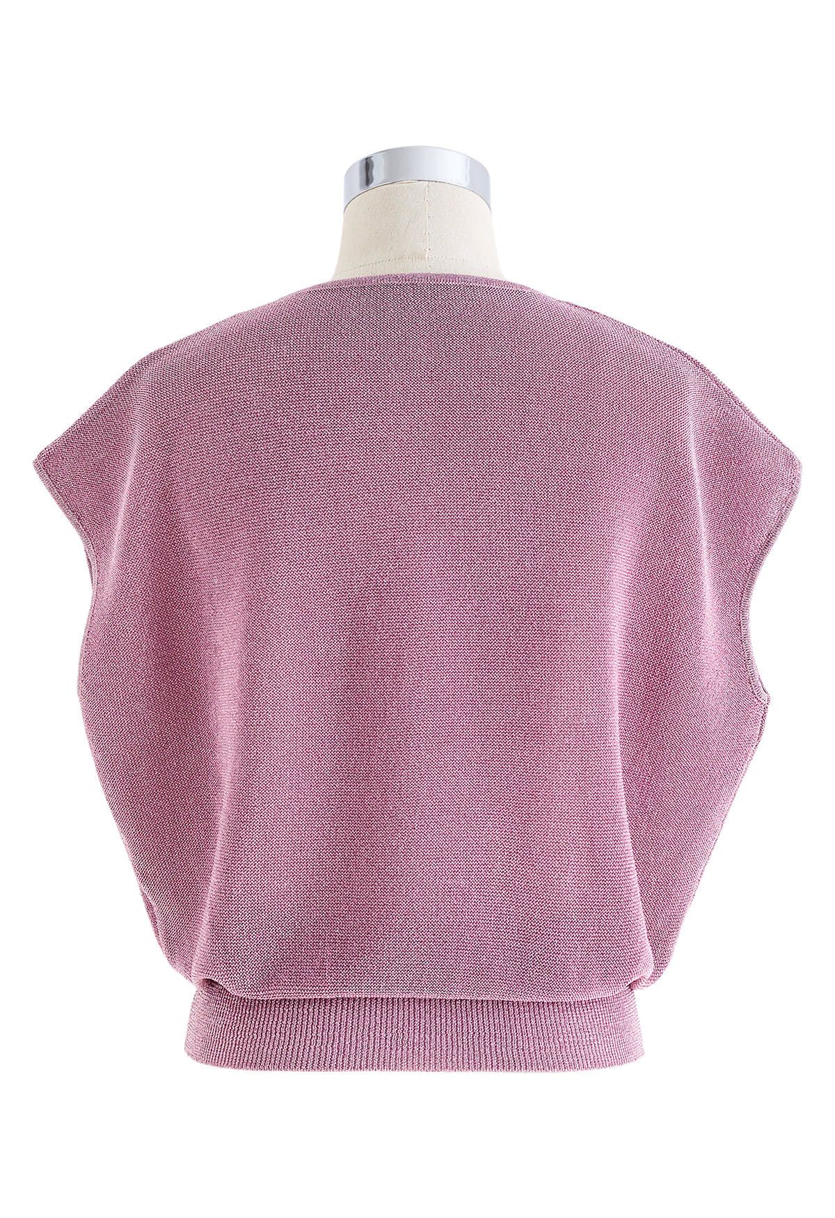 Glimmer Knit V-Neck Sleeveless Top in Lilac