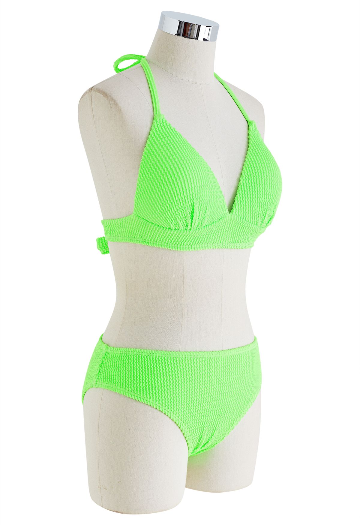 Neon Green Wavy Texture Bikini Set