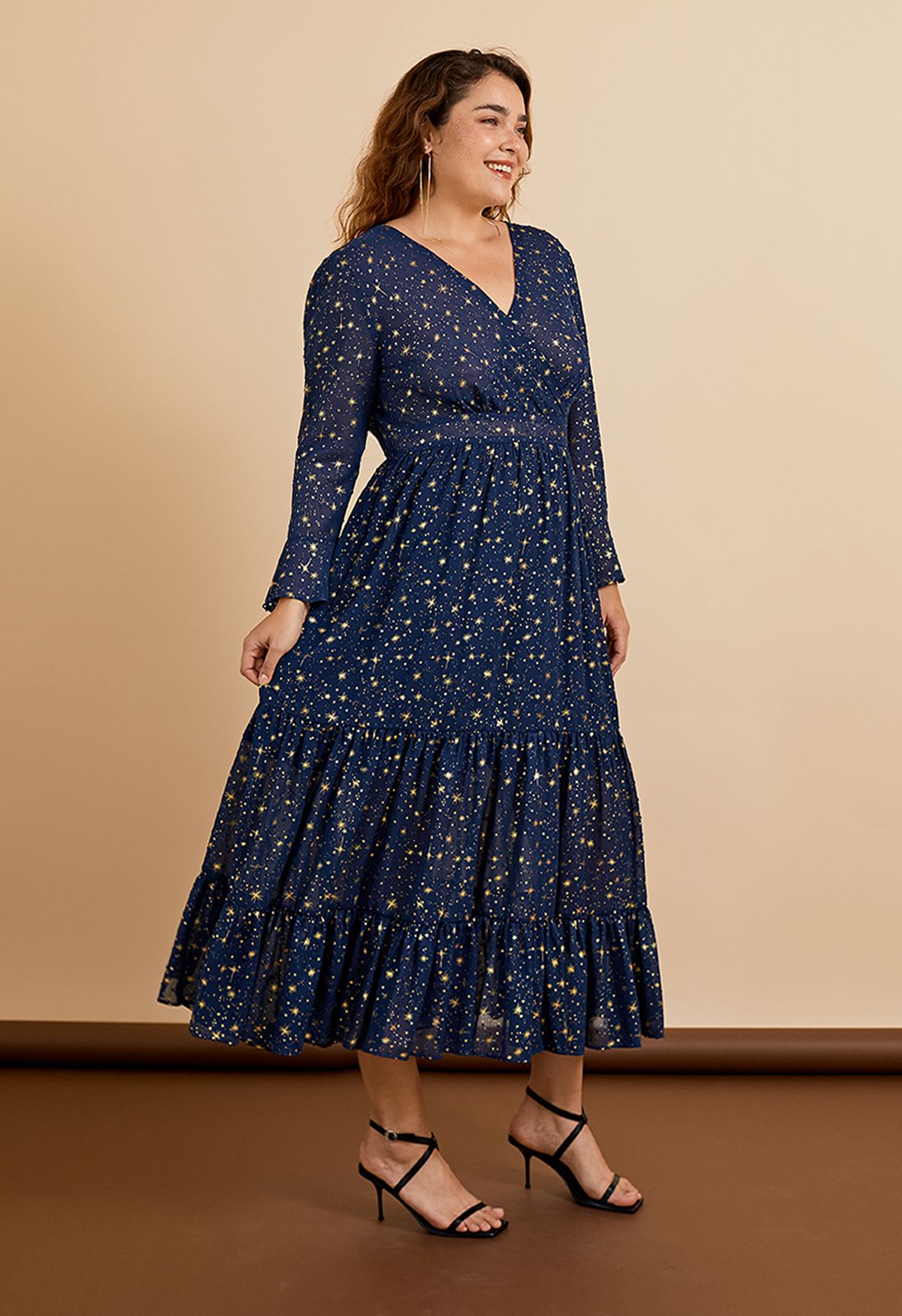 Glory of Love Star Printed Maxi Dress in Navy