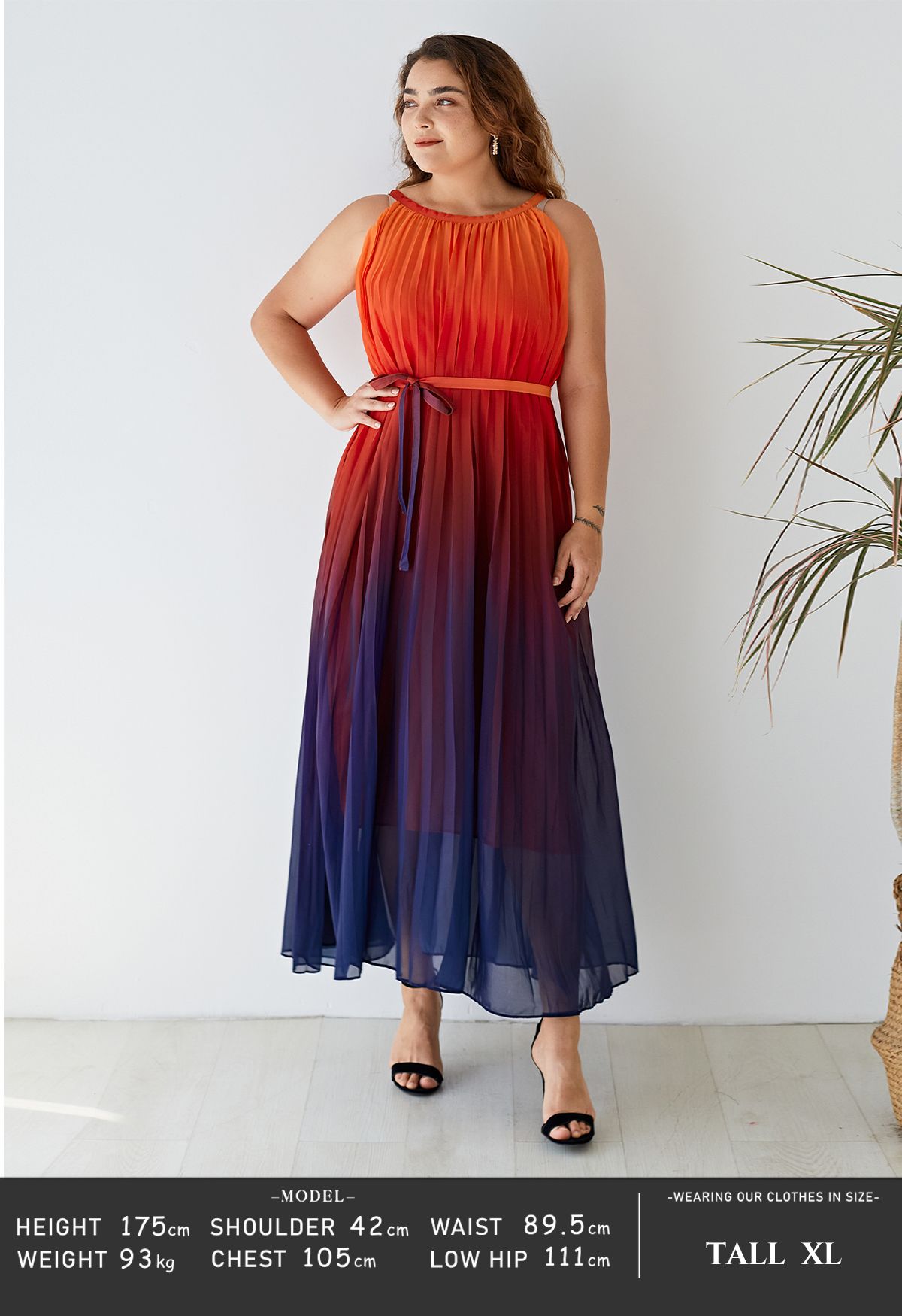 Splendor of the Sunset Gradient Pleated Maxi Dress