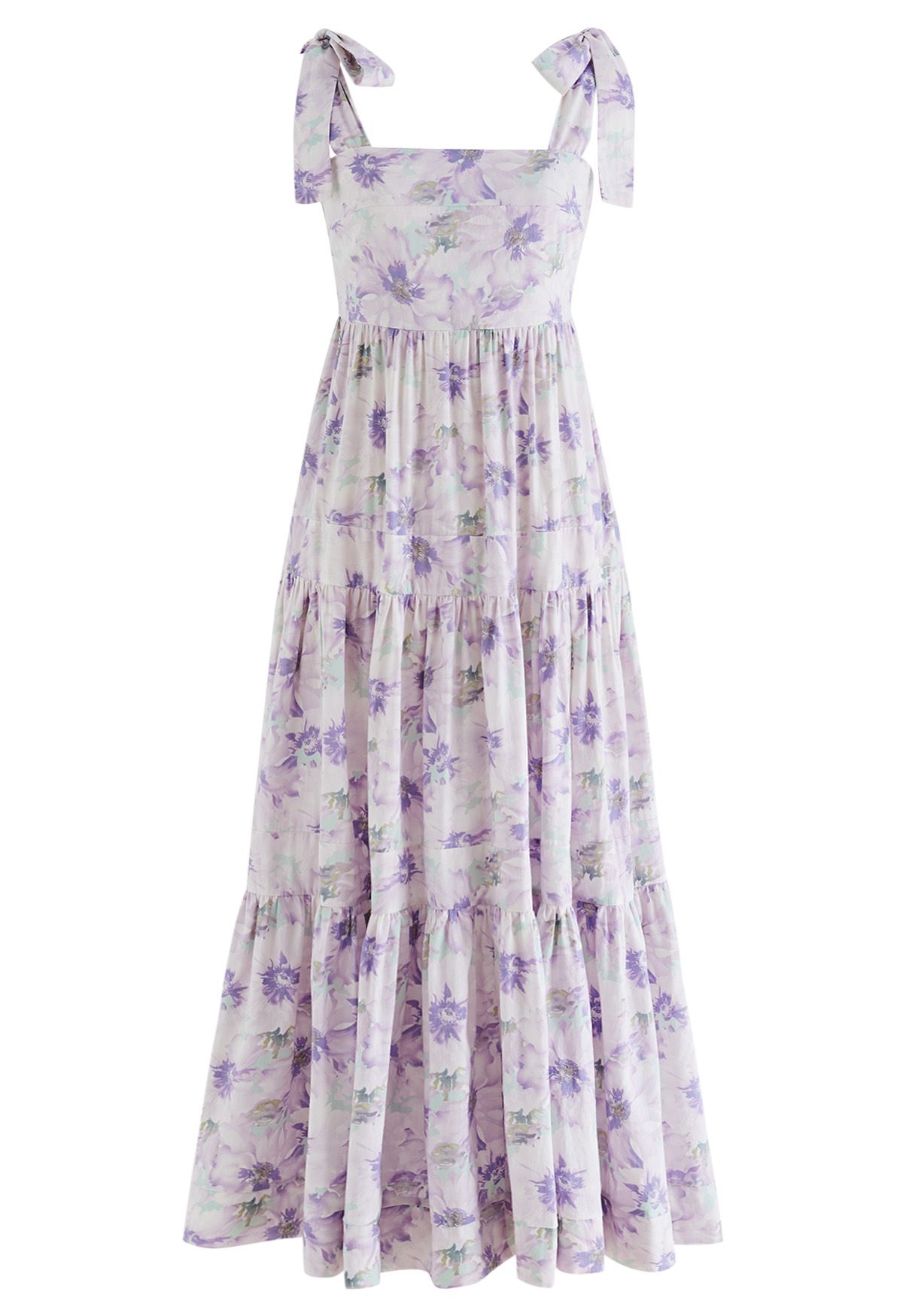 Lilac Blossom Tie-Strap Maxi Dress