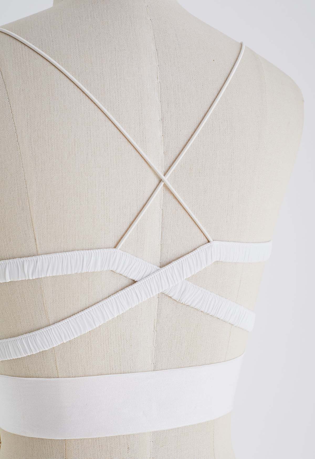 Crisscross Back Crop Cami Top in White