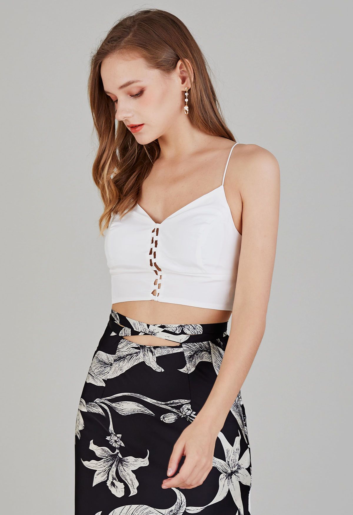 Crisscross Back Crop Cami Top in White