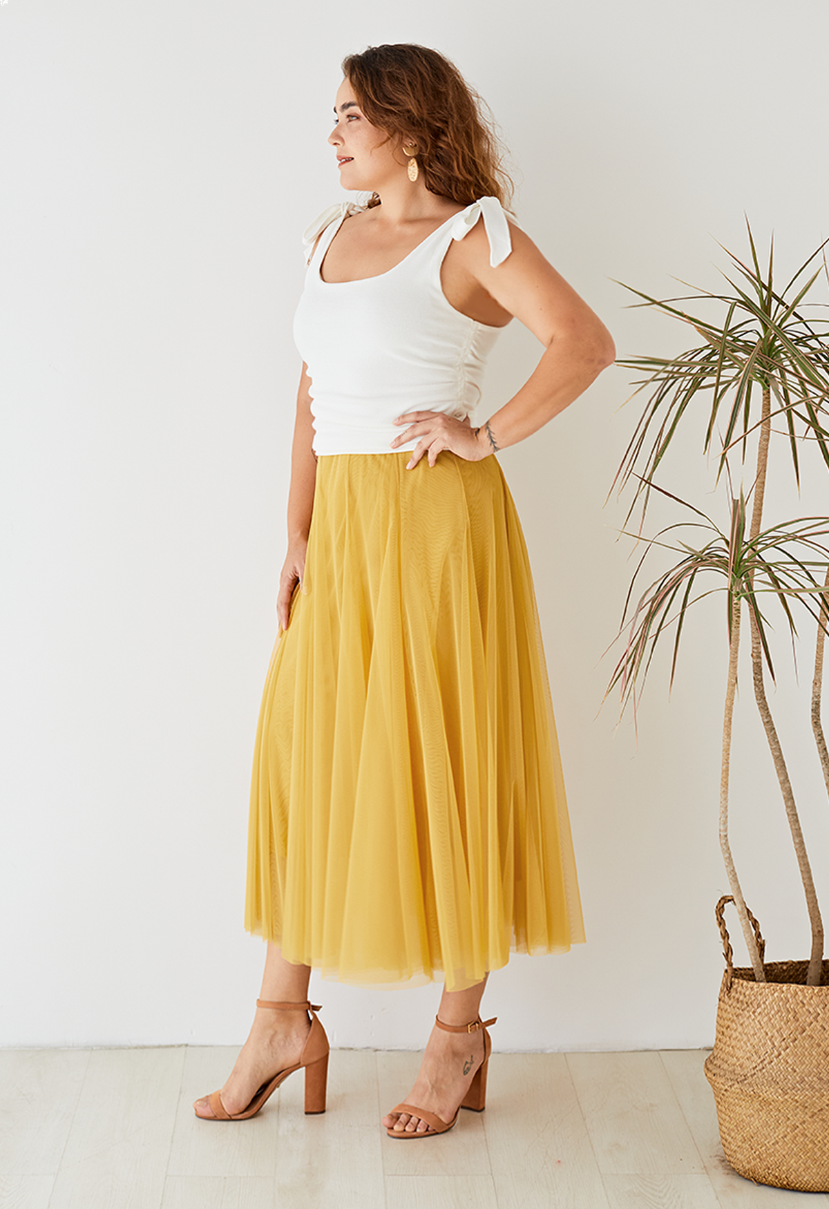 My Secret Garden Tulle Maxi Skirt in Yellow