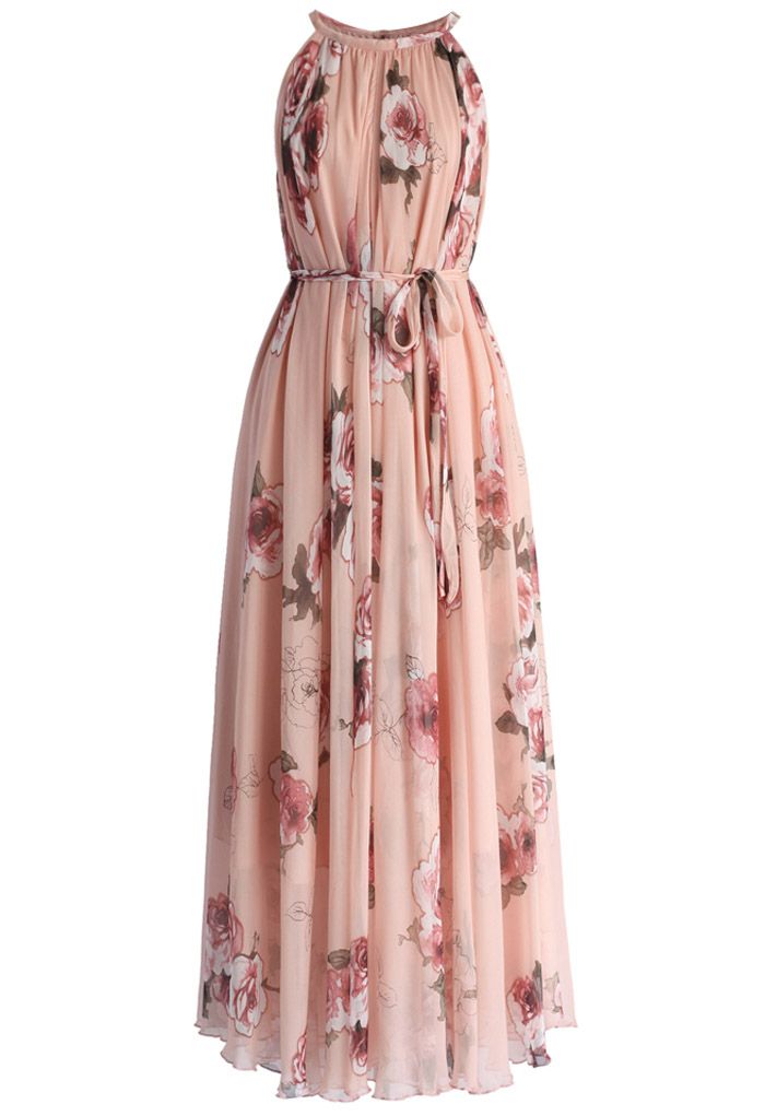 Pink Rose Panache Maxi Slip Dress