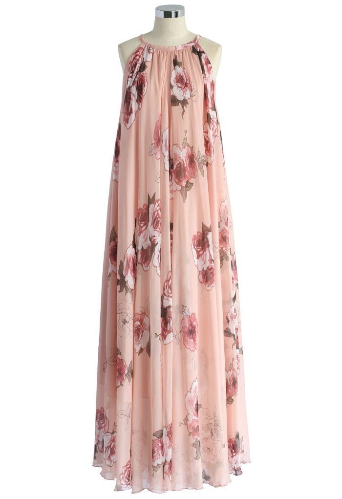 Pink Rose Panache Maxi Slip Dress