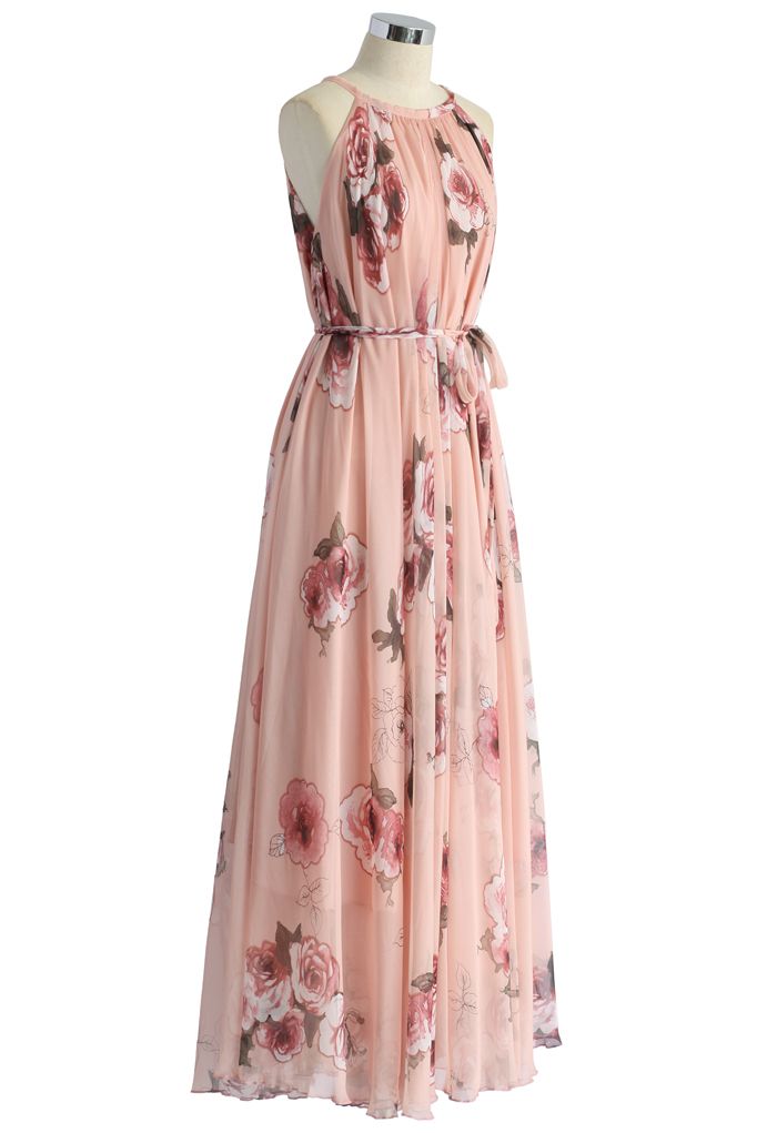 Pink Rose Panache Maxi Slip Dress