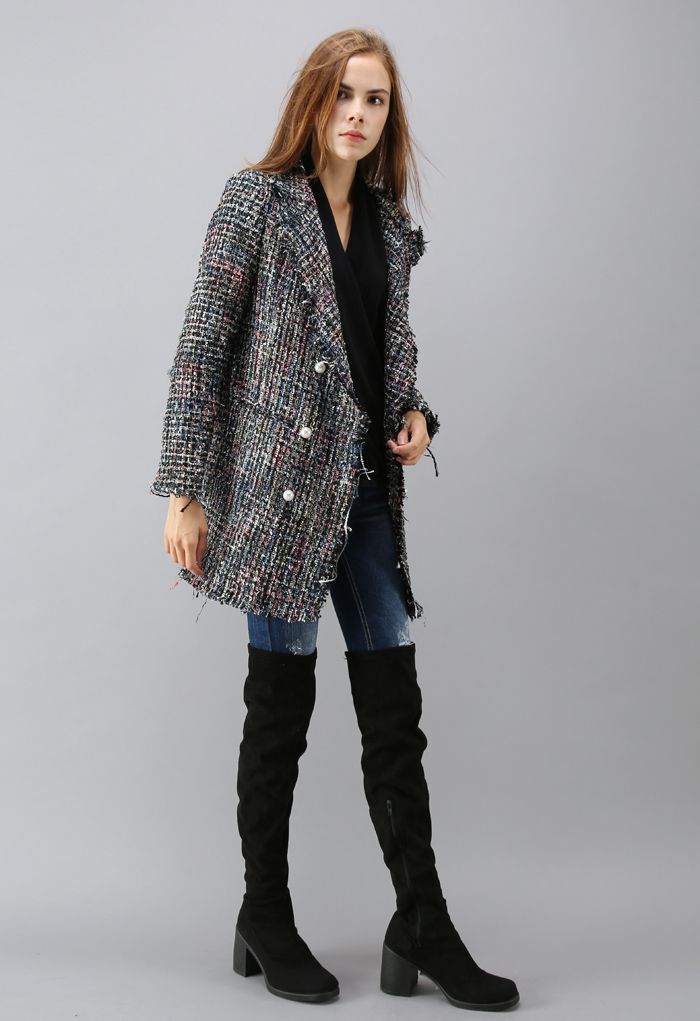 Flickering Attraction Double Breasted Tweed Coat 