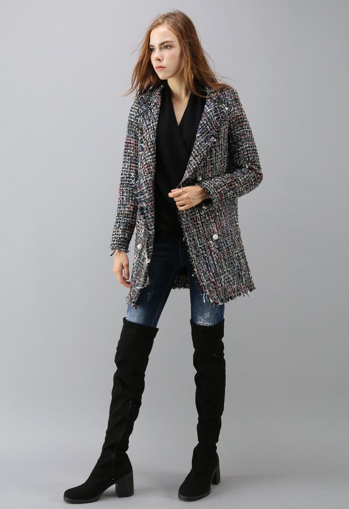 Flickering Attraction Double Breasted Tweed Coat 