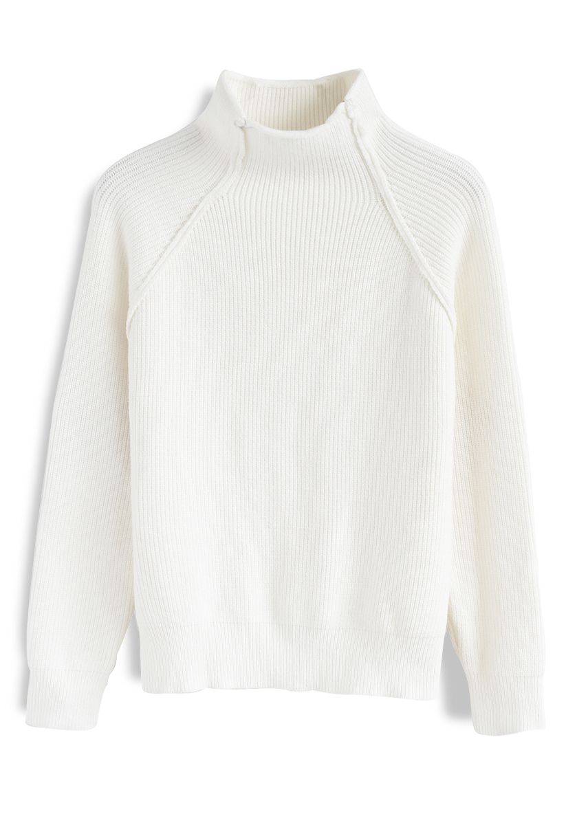 Heart and Soul Patched Knit Sweater in White