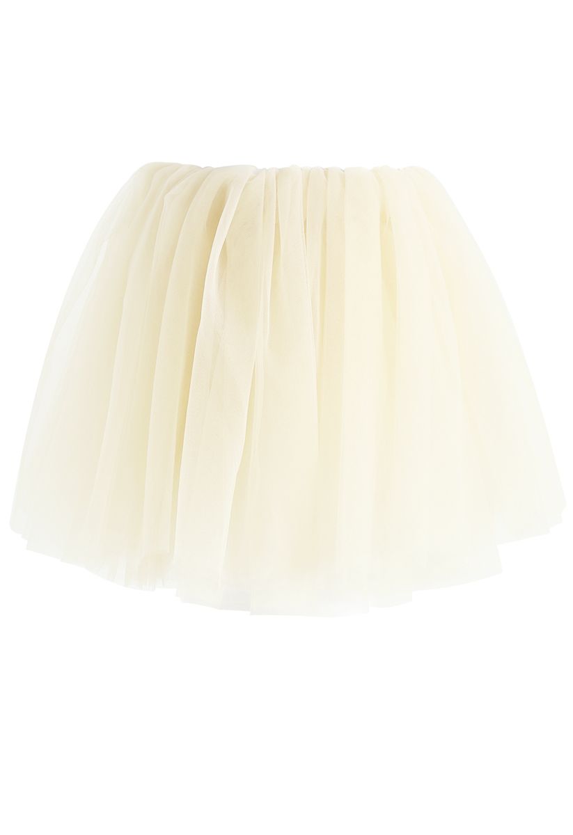 Amore Mesh Tulle Skirt in Cream For Kids