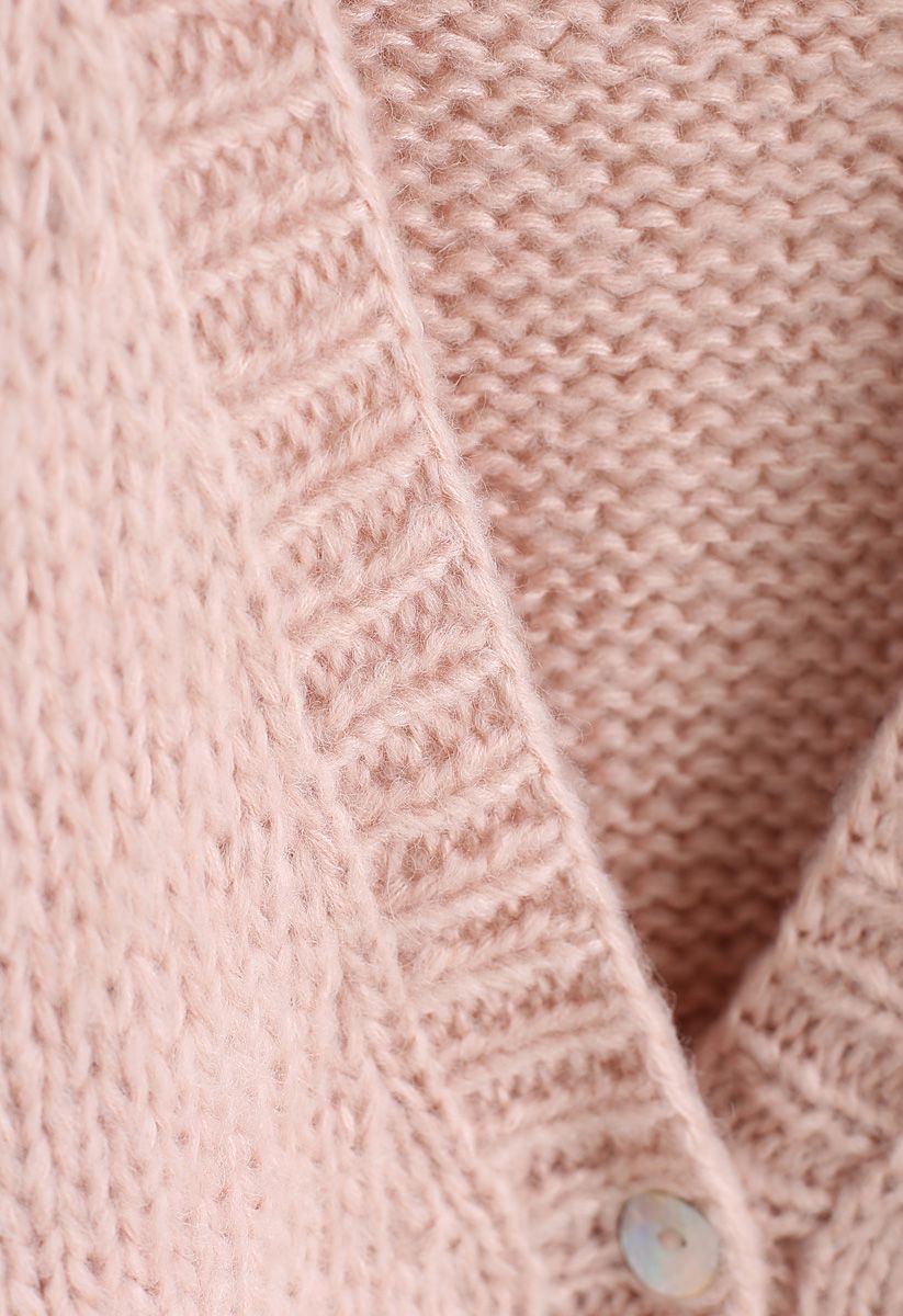 Pause for the Cozy Chunky Hand Knit Cardigan in Pink