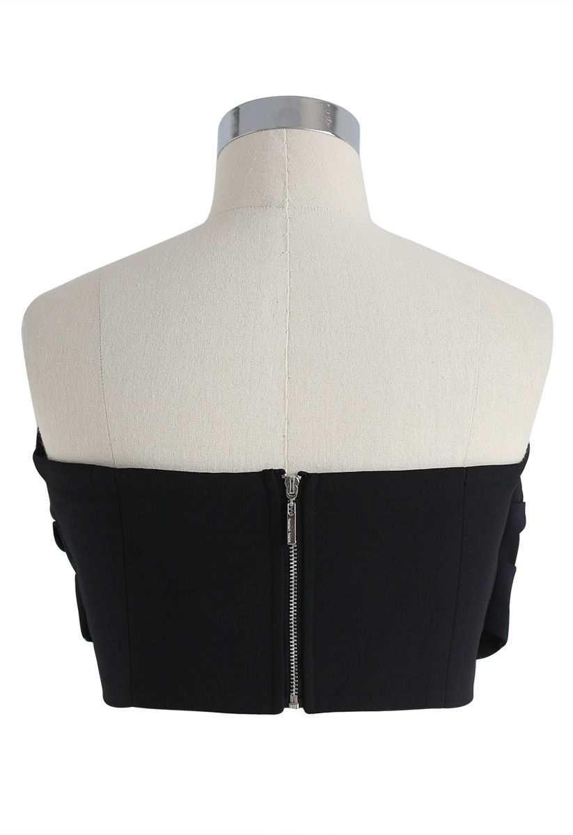 Sweet Knot Bustier Top in Black