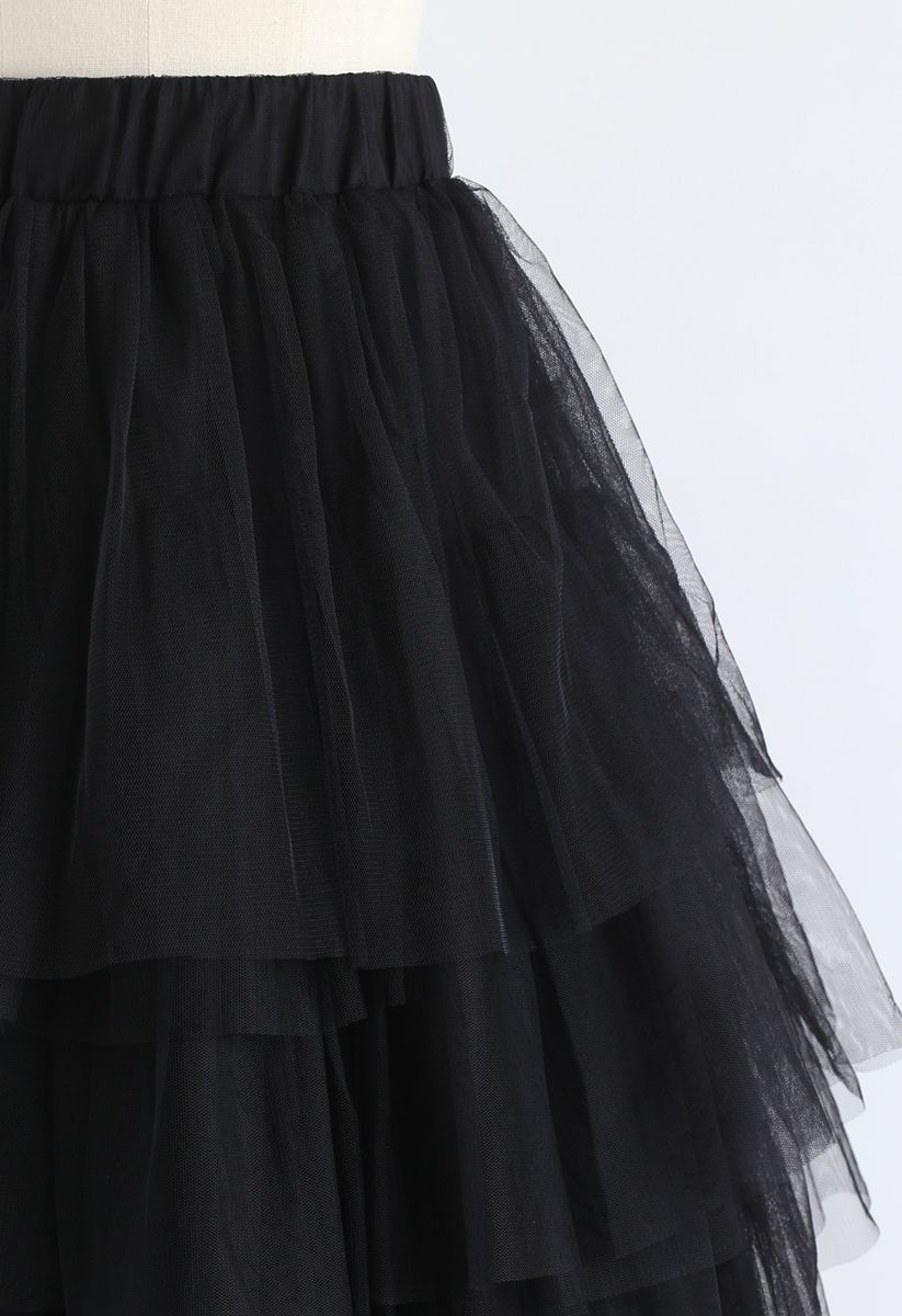 Love Me More Layered Tulle Skirt in Black