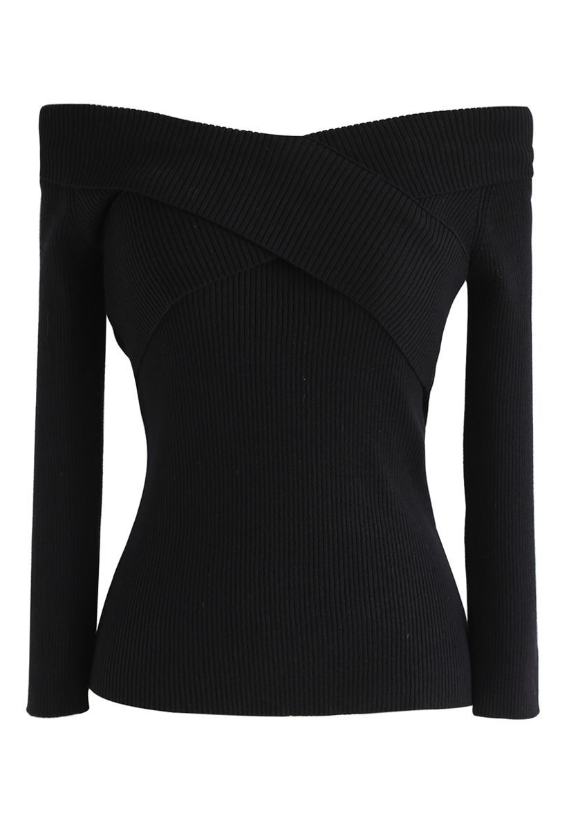 Cross On Love Knit Top in Black