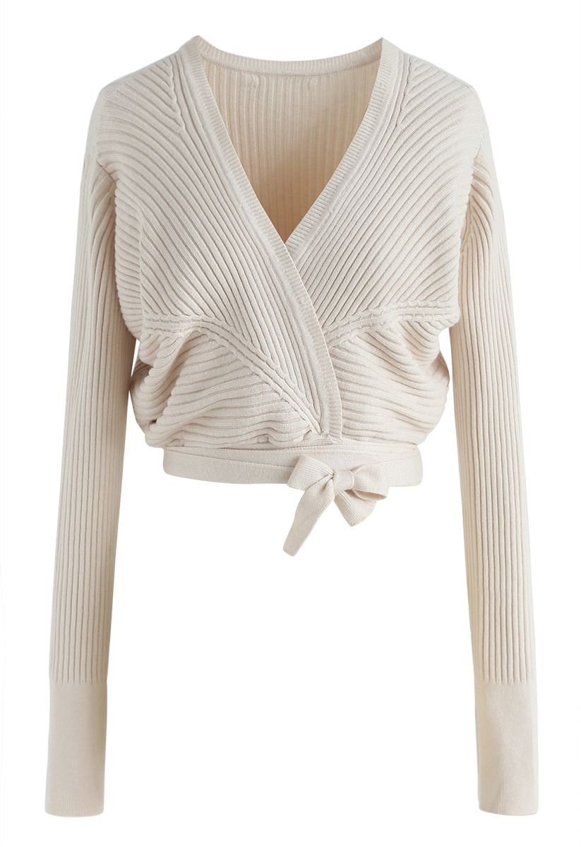 True Colors Knit Wrap Top in Ivory