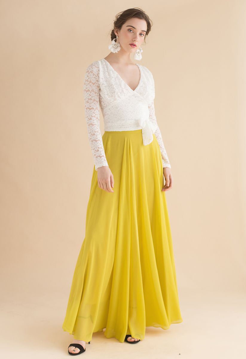 Timeless Favorite Chiffon Maxi Skirt in Mustard