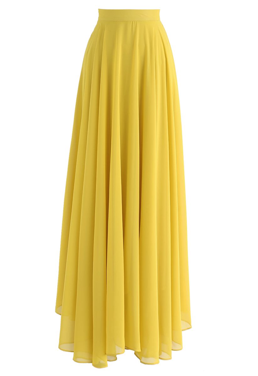 Timeless Favorite Chiffon Maxi Skirt in Mustard