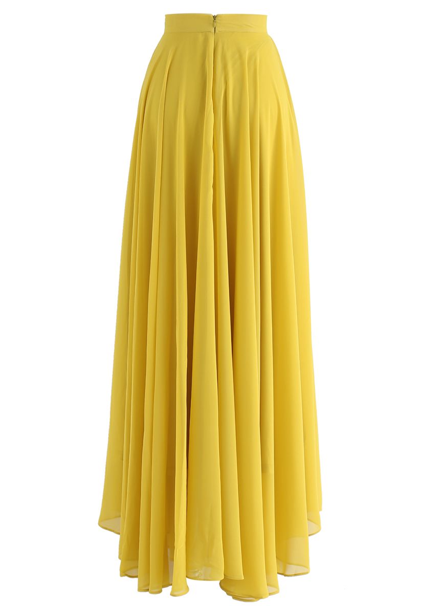 Timeless Favorite Chiffon Maxi Skirt in Mustard