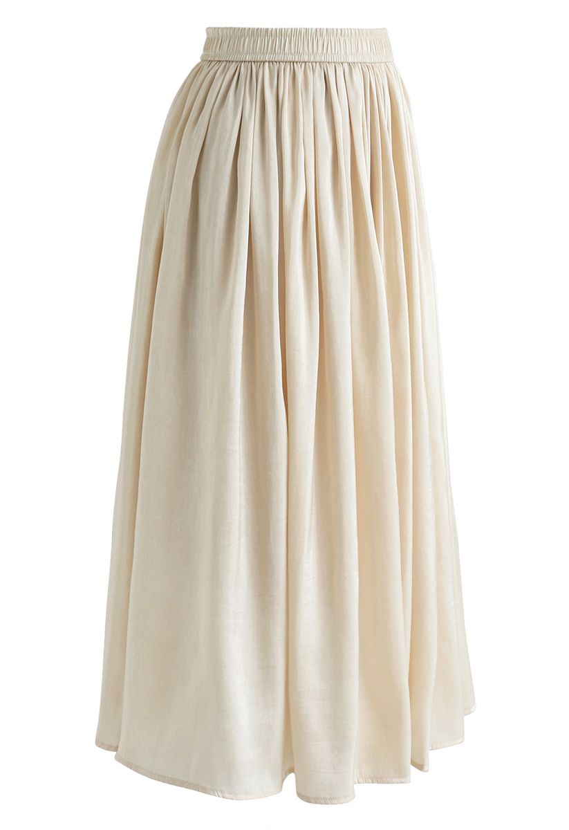 Sleek Beauties Pleated Midi Skirt in Gold