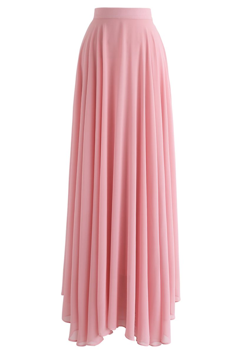 Timeless Favorite Chiffon Maxi Skirt in Pink