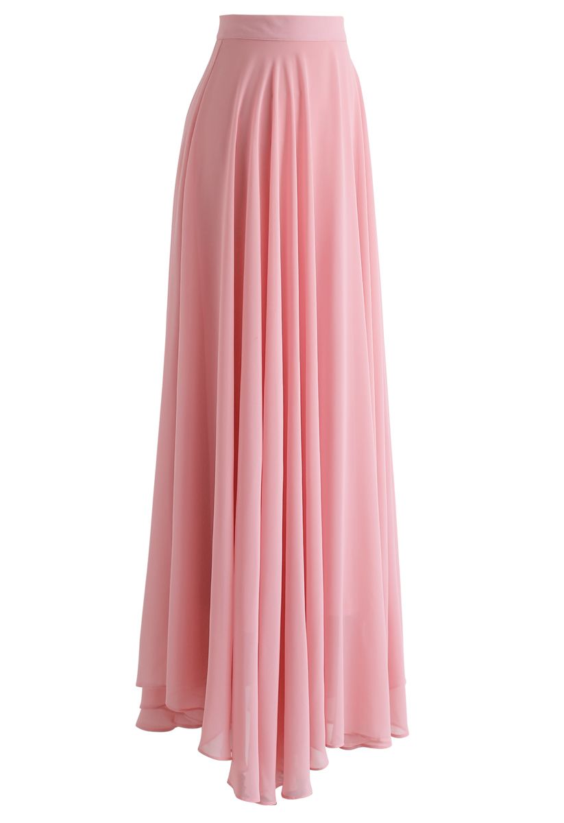 Timeless Favorite Chiffon Maxi Skirt in Pink