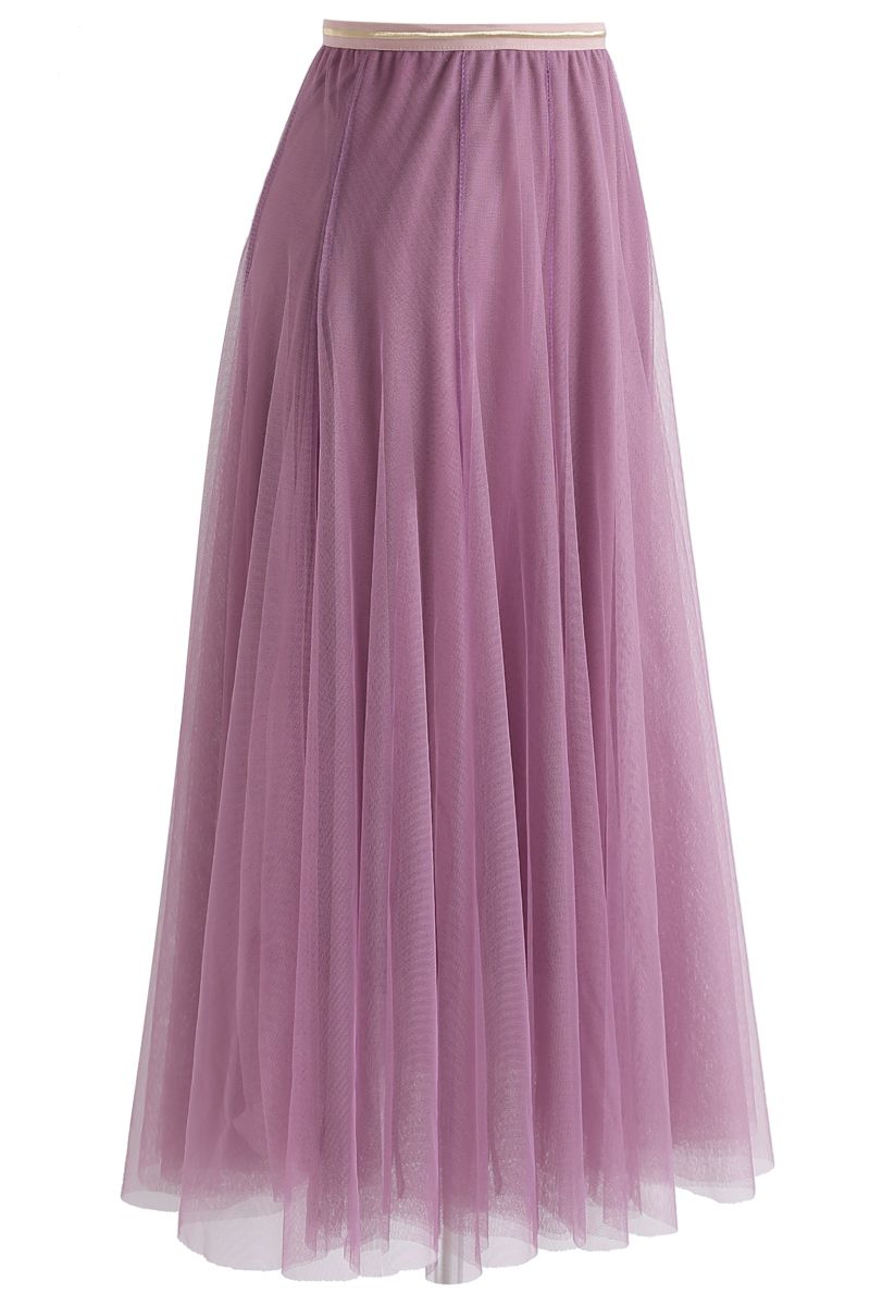 My Secret Garden Tulle Midi Skirt in Lilac