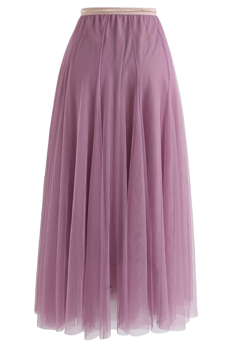 My Secret Garden Tulle Midi Skirt in Lilac