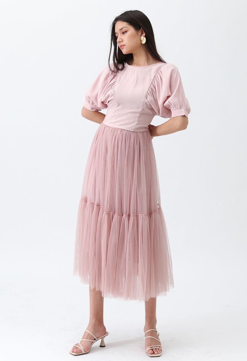 Can't Let Go Mesh Tulle Skirt in Pink