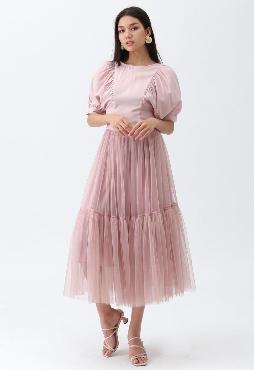 Can't Let Go Mesh Tulle Skirt in Pink