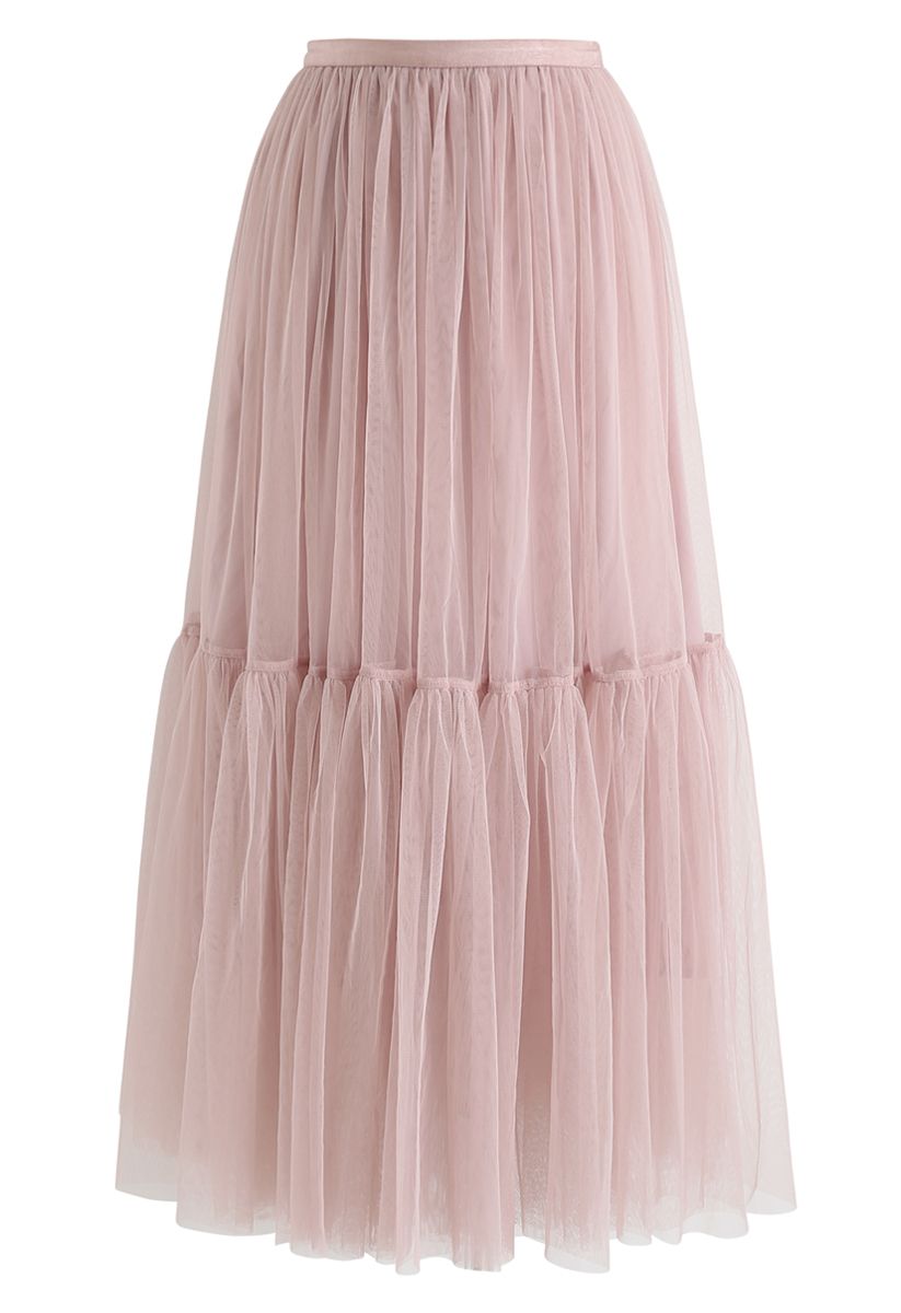 Can't Let Go Mesh Tulle Skirt in Pink