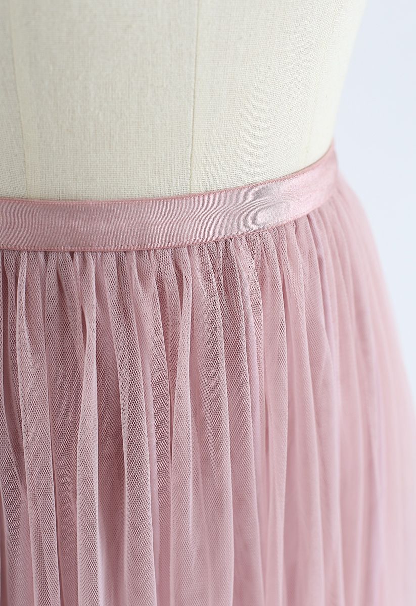 Can't Let Go Mesh Tulle Skirt in Pink