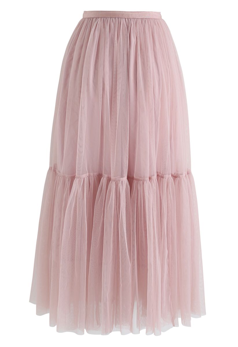 Can't Let Go Mesh Tulle Skirt in Pink