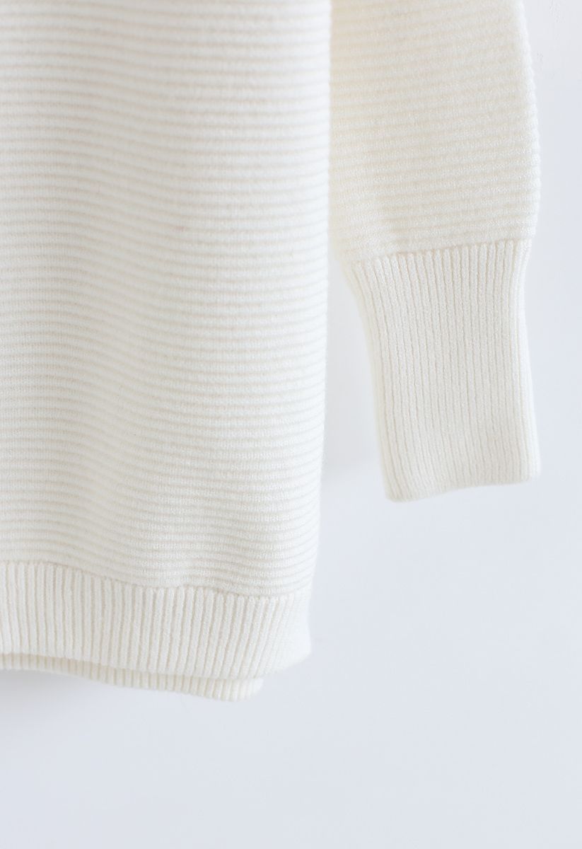 Cozy Ribbed Turtleneck Sweater in White