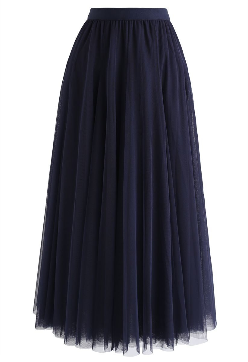 My Secret Garden Tulle Maxi Skirt in Navy