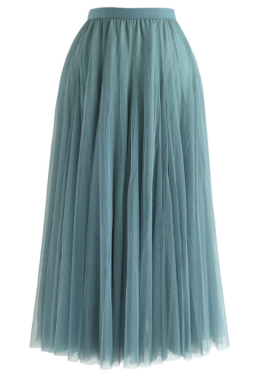 My Secret Garden Tulle Maxi Skirt in Turquoise