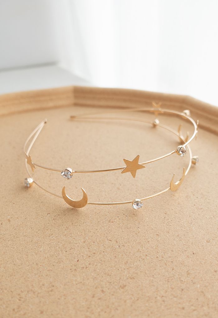 Moon and Star Golden Headband