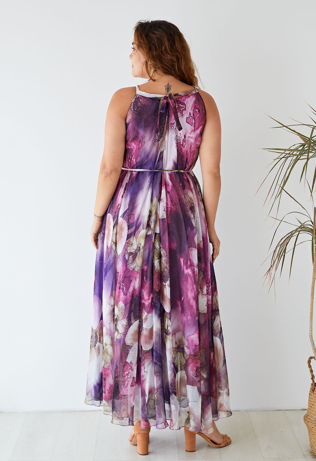 Mysterious Purple Floral Maxi Slip Dress 