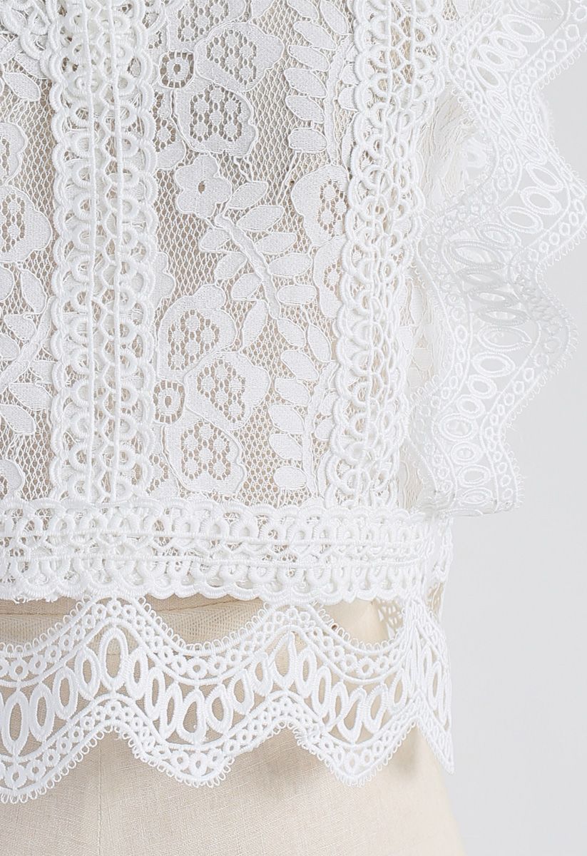 Your Sassy Start Sleeveless Crochet Lace Top in White