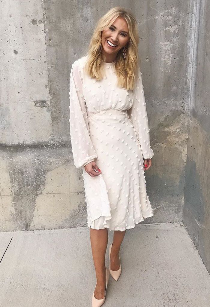 Cotton Candy Sheer Midi Dress in Cream