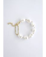 Irregular White Pearl Beaded Bracelet