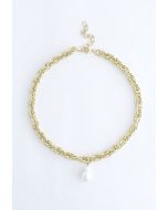 Teardrop Pearl Twist Chain Necklace