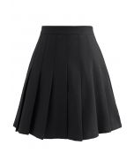 High Waist Pleated Mini Skirt in Black