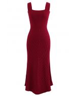 Slender Soft Knit Cami Dress in Red