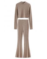 Trendy Soft Crop Top and Flare Pants Set in Linen