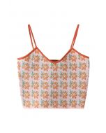 Floral Jacquard Cami Knit Top in Light Pink