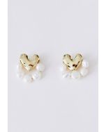 Golden Heart Pearl Trim Earrings